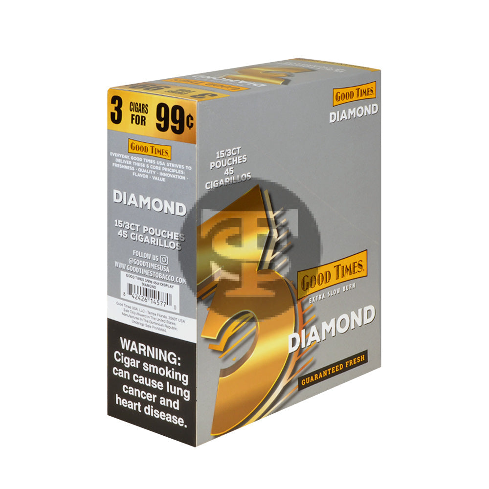 Good Times Cigarillos Diamond 3 for 99 Cents Pre Priced 15 Packs of 3