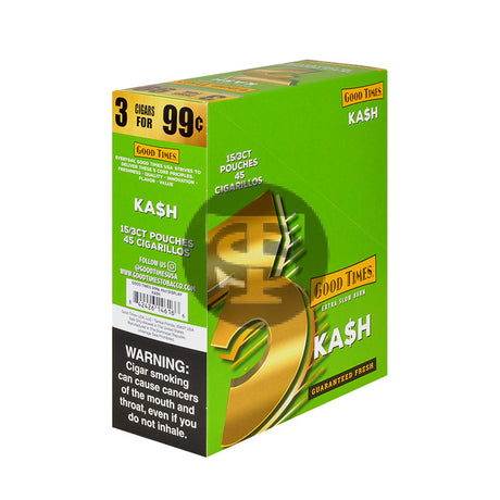 Good Times Cigarillos Kash 3 for 99 Cents Pre Priced 15 Packs of 3