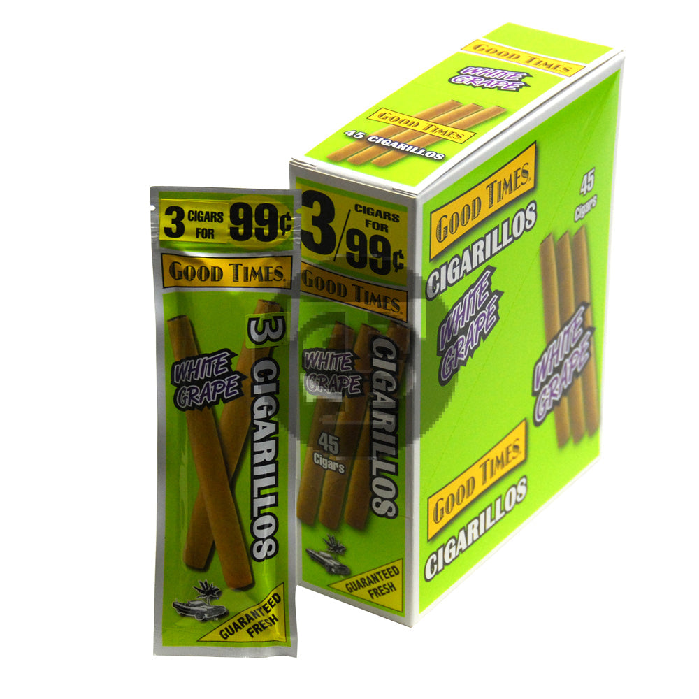 Good Times Cigarillos White Grape 3 for 99 Cents Pre Priced 15 Packs of 3 1