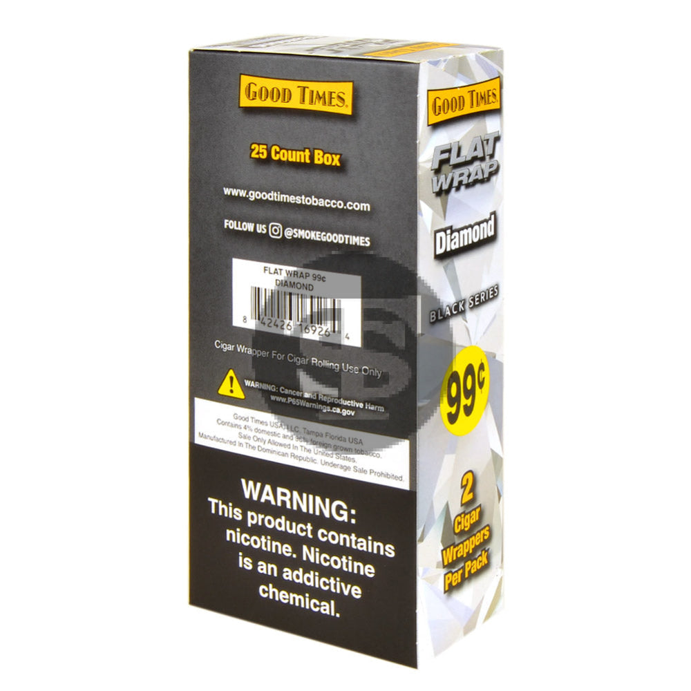 Good Times DIamond Flat Wraps Pre Priced 25 Pouches of 2