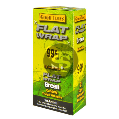 Good Times Green’Green Candela’ Flat Wraps Pre Priced 25 Pouches of 2