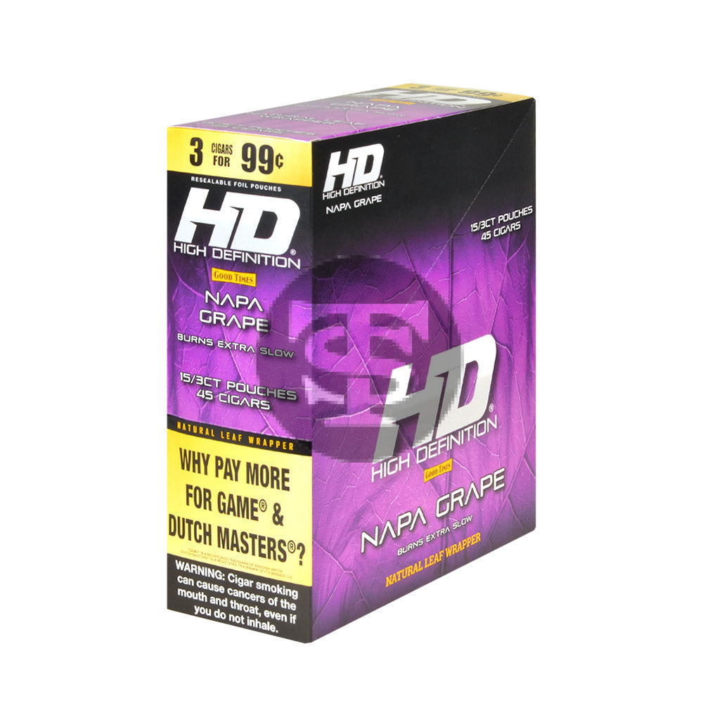 Good Times HD Cigarillos 3 For 99c Napa Grape 15 Pouches