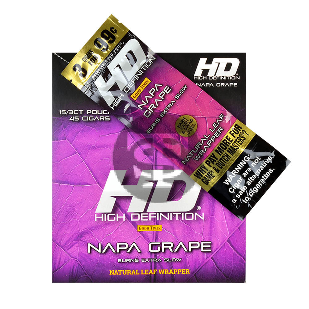 Good Times HD Cigarillos 3 For 99c Napa Grape 15 Pouches