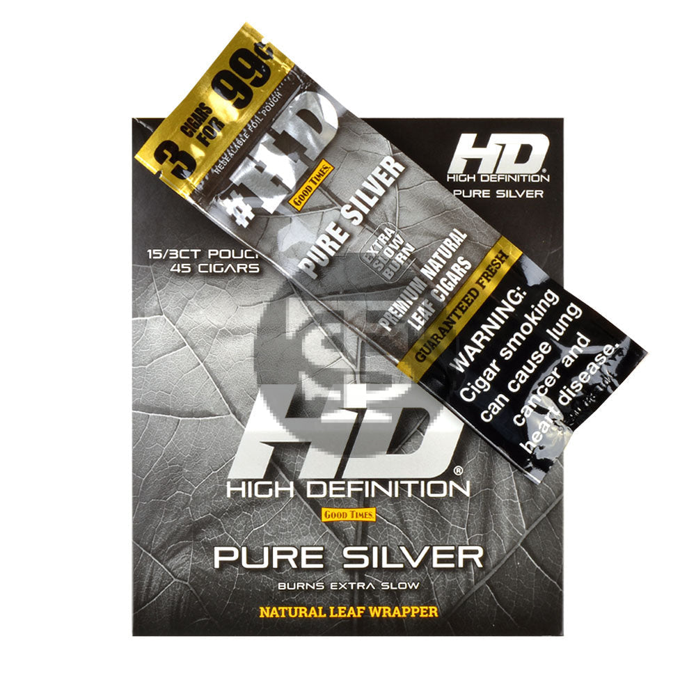 Good Times HD Cigarillos 3 For 99c Pure Silver 15 Pouches
