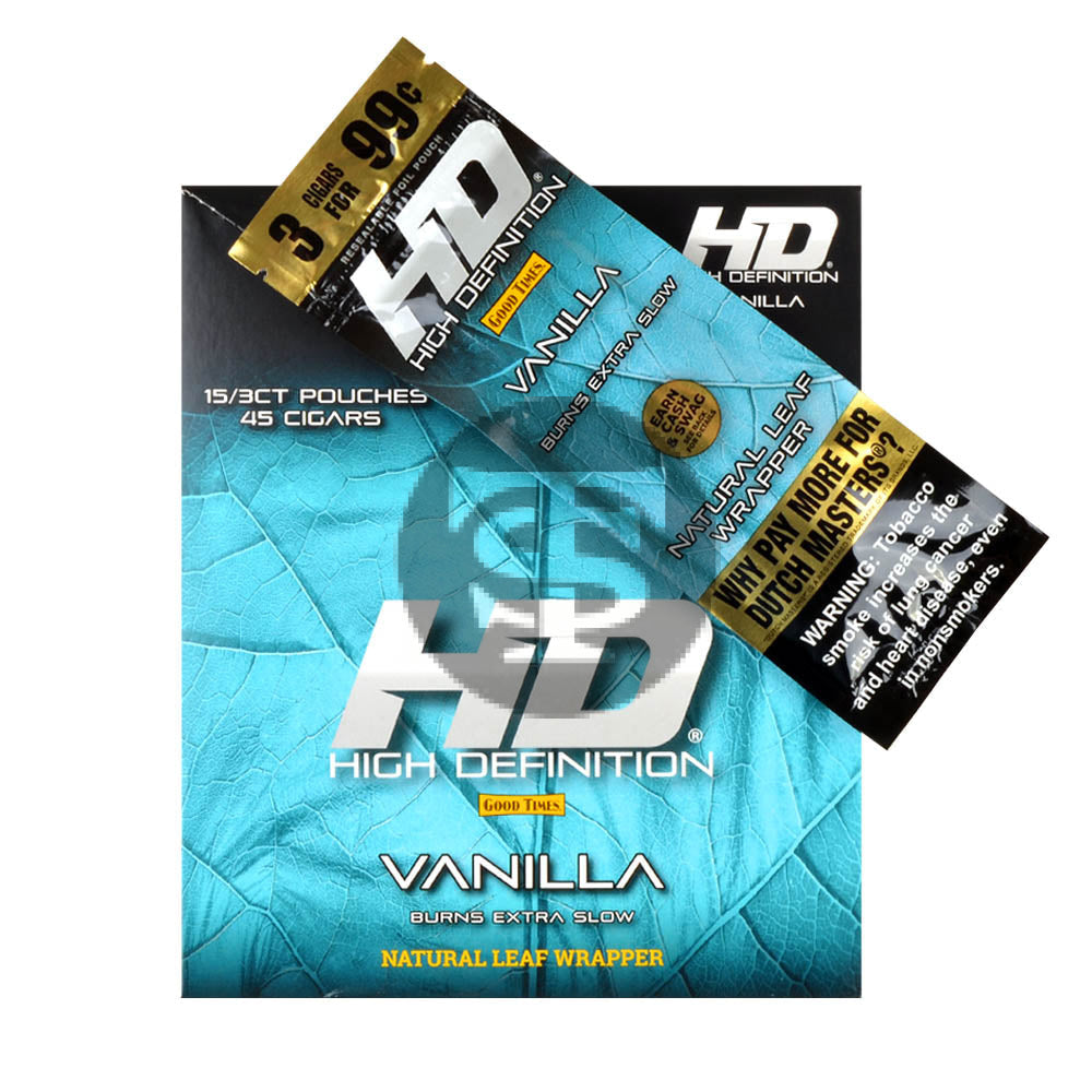 Good Times HD Cigarillos 3 For 99c Vanilla 15 Pouches
