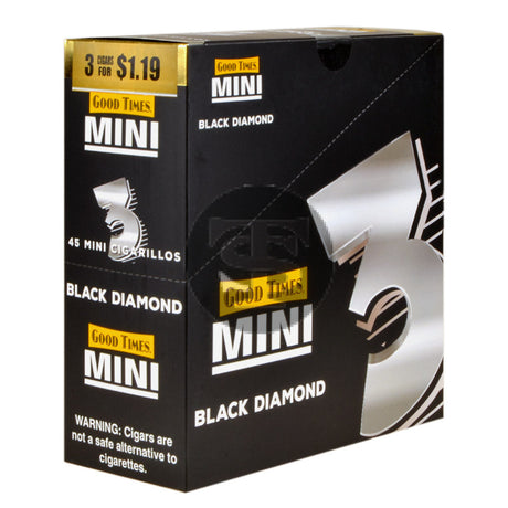 Good Times Mini Cigarillos Black Diamond Pre Priced $1.19 15 Packs of 3