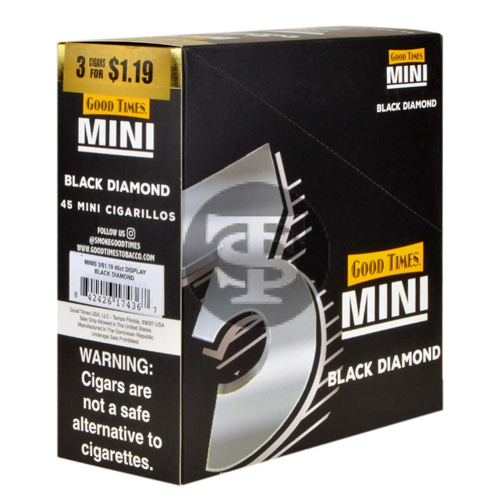 Good Times Mini Cigarillos Black Diamond Pre Priced $1.19 15 Packs of 3