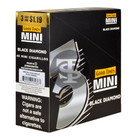 Good Times Mini Cigarillos Black Diamond Pre Priced $1.19 15 Packs of 3