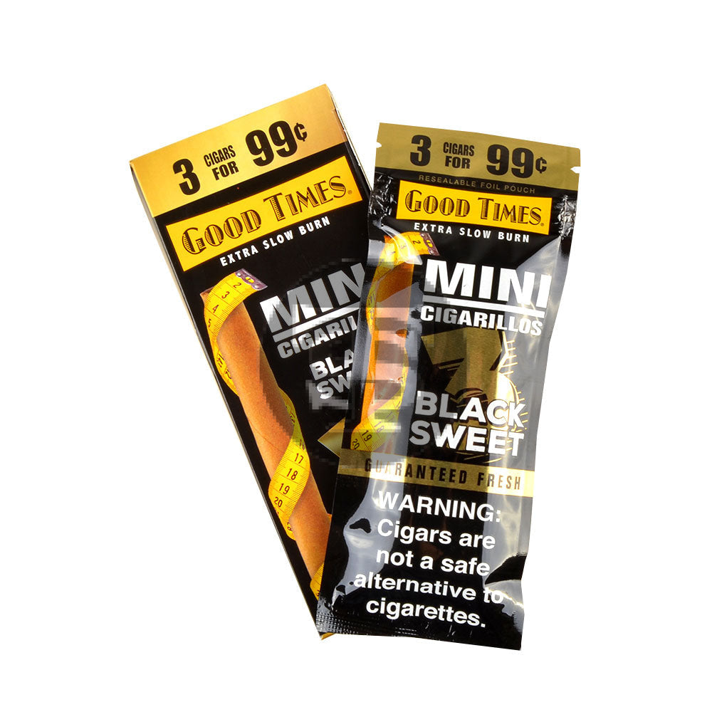 Good Times Mini Cigarillos Black Sweet Pre Priced 15 Packs of 3