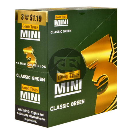 Good Times Mini Cigarillos Classic Green Pre Priced $1.19 15 Packs of 3