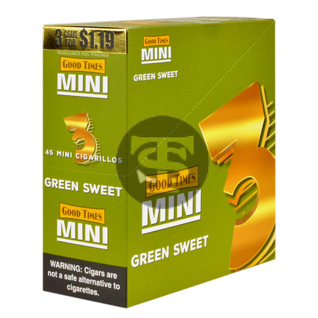 Good Times Mini Cigarillos Green Sweet Pre Priced $1.19 15 Packs of 3