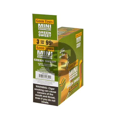 Good Times Mini Cigarillos Green Sweet Pre Priced 15 Packs of 3