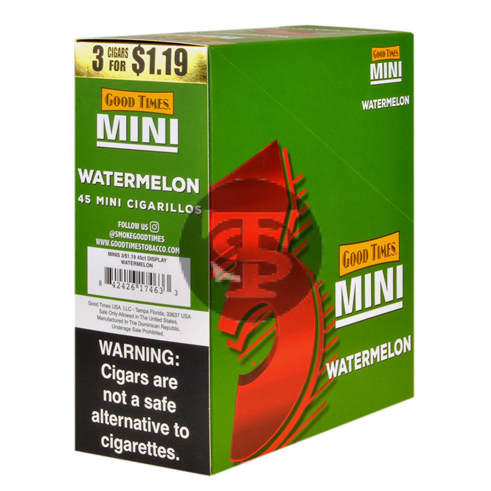 Good Times Mini Cigarillos Watermelon Pre Priced $1.19 15 Packs of 3