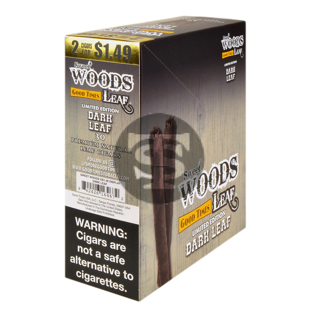 Good Times Sweet Woods 2 For $1.49 Cigarillos 15 Pouches of 2 Dark Leaf