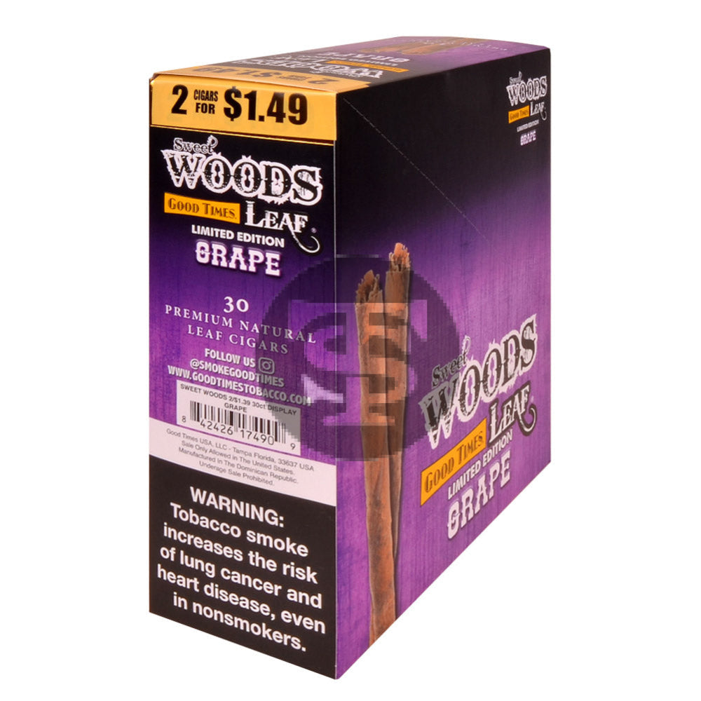 Good Times Sweet Woods 2 For $1.49 Cigarillos 15 Pouches of 2 Grape