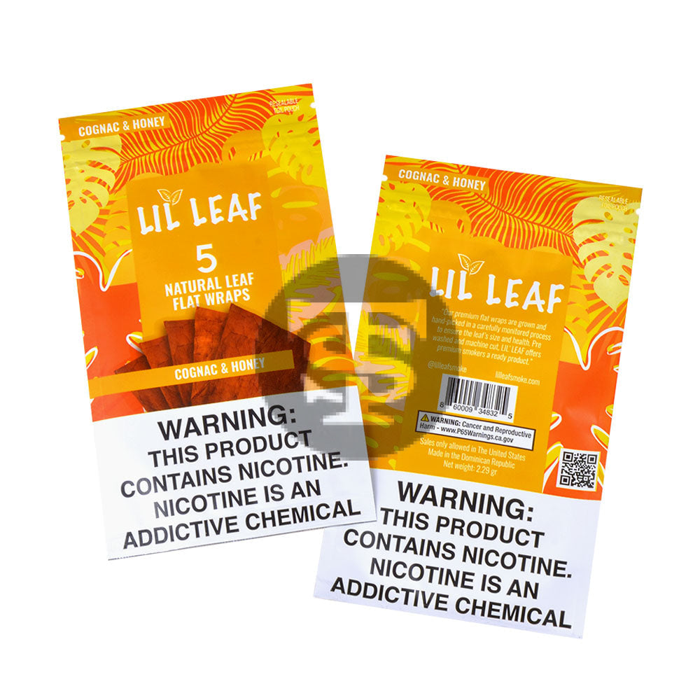 Lil Leaf Natural Flat Wraps 10 packs of 5 Cognac & Honey