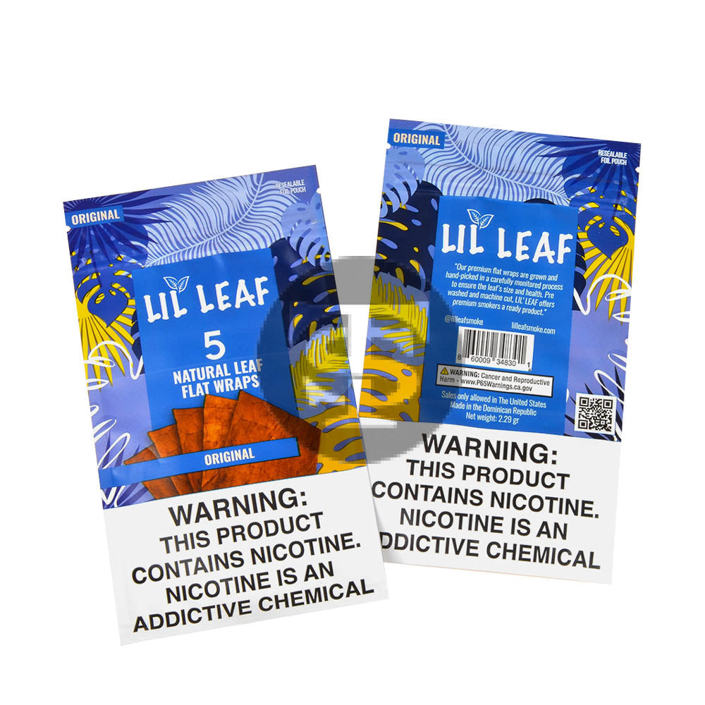 lil tobacco Lil Leaf Natural Flat Wraps 10 packs of 5, Original – Tobacco Stock