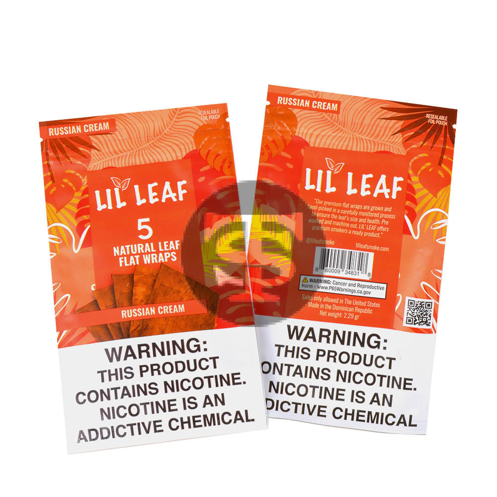 Lil Leaf Natural Flat Wraps 10 packs of 5, Russian Cream – Tobacco