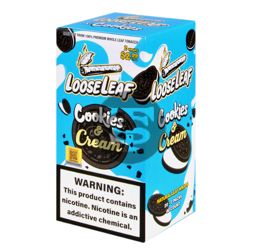 tobacco cookies Loose Leaf Natural Wrap Cookies & Cream $2.99, 20 packs of 2 – Tobacco Stock