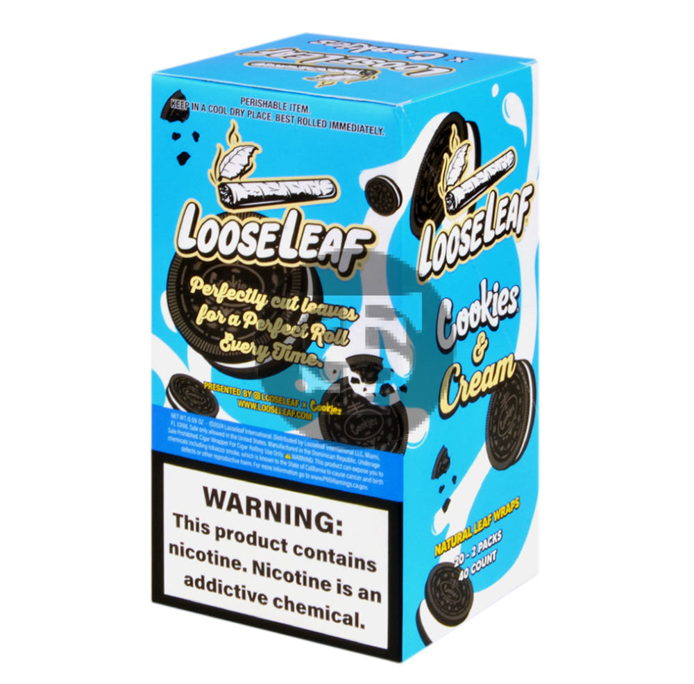 does loose leaf have tobacco Loose Leaf Natural Wrap Cookies & Cream $2.99, 20 packs of 2 – Tobacco Stock