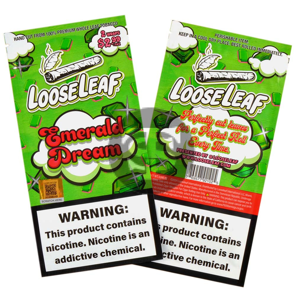 loose leaf paper tobacco Loose Leaf Natural Wrap Emerald Dream $2.99, 20 packs of 2 – Tobacco Stock