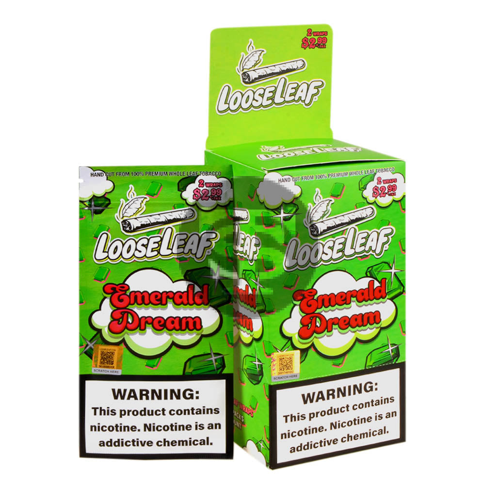 Loose Leaf Natural Wrap Emerald Dream $2.99, 20 packs of 2 – Tobacco Stock
