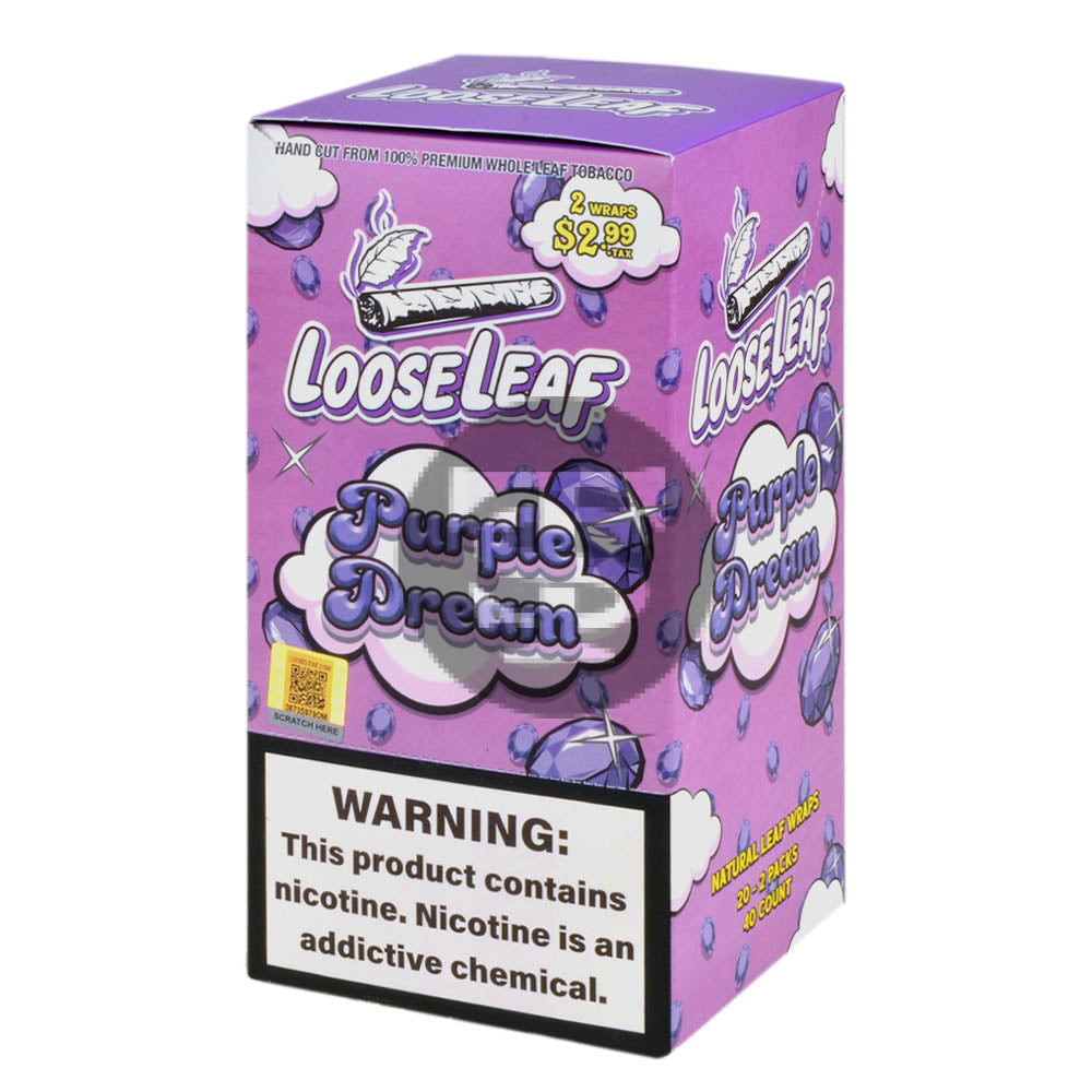 purple tobacco Loose Leaf Natural Wrap Purple Dream $2.99, 20 packs of 2 – Tobacco Stock
