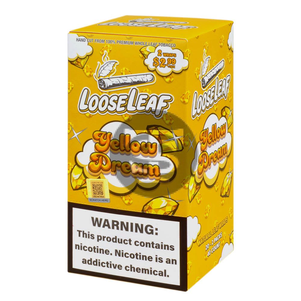 Loose Leaf Natural Wrap Yellow Dream $2.99, 20 packs of 2 – Tobacco Stock