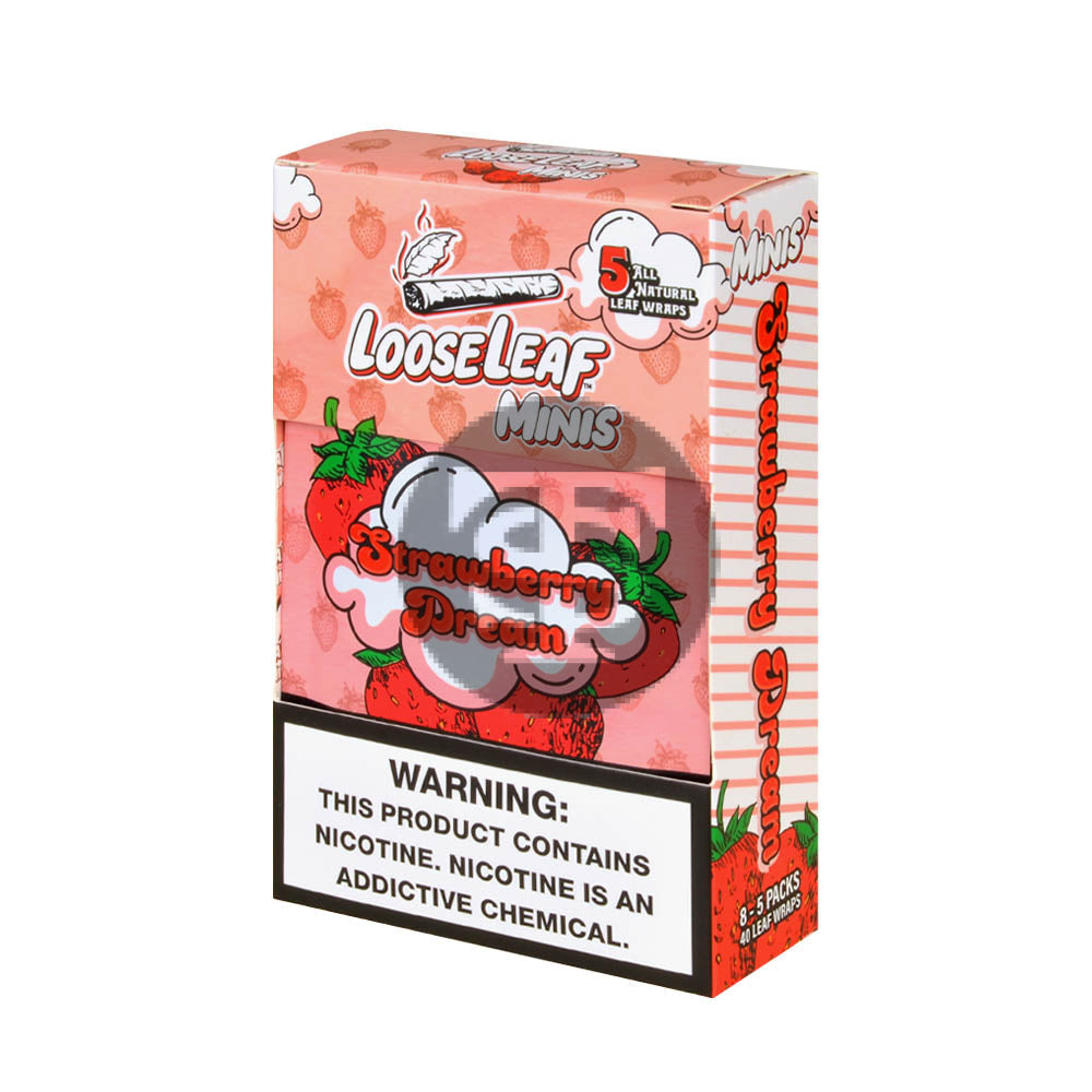 Mini Loose Leaf Strawberry Dream wraps, 8 packs of 5 – Tobacco Stock