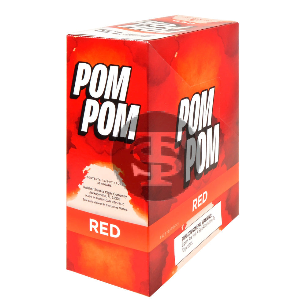 Pom Pom Cigarillos $1.39 Pre Priced 15 Packs of 3 Cigars Sweet(Red)