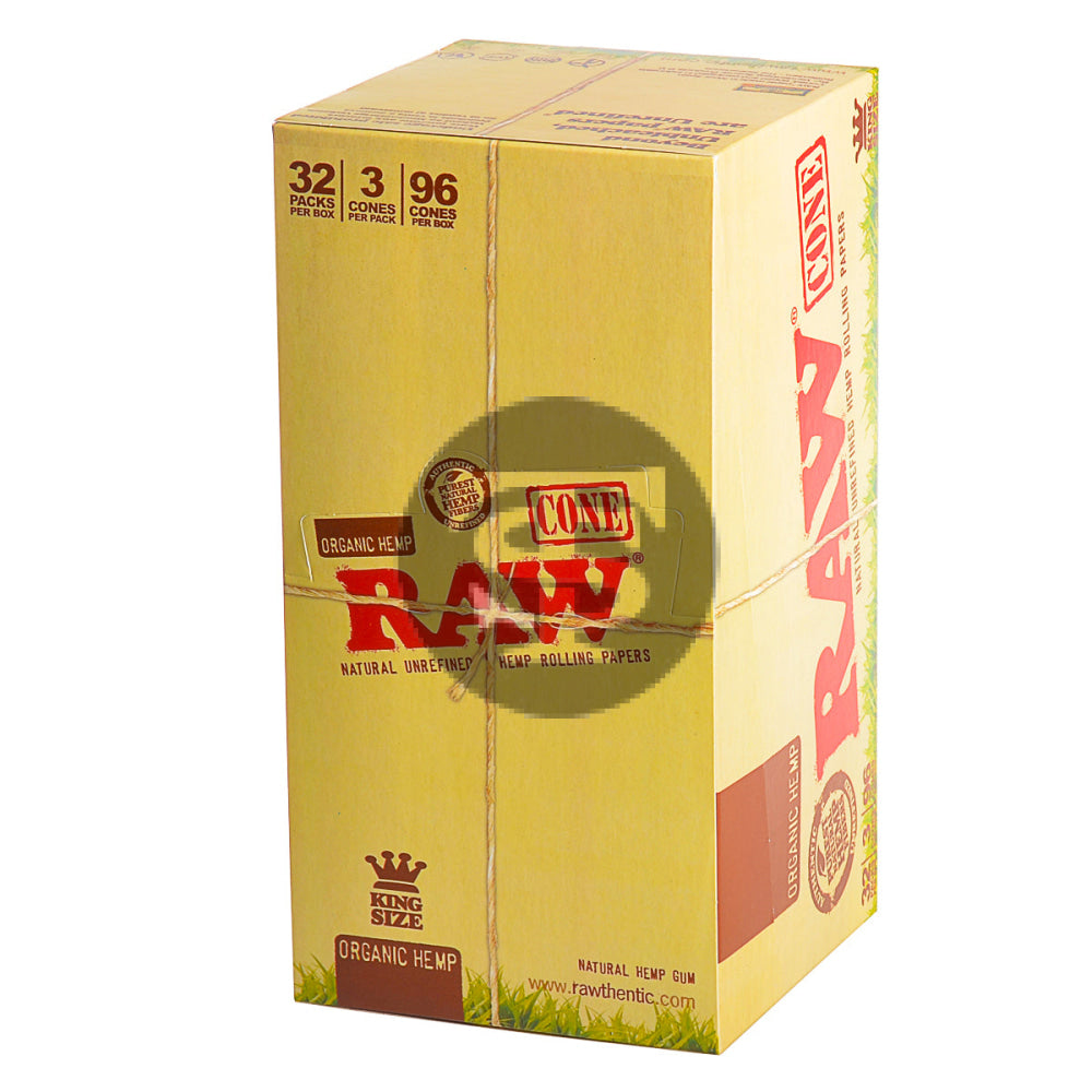 RAW Organic Pre Rolled King Size Cones 32 Packs of 3 1