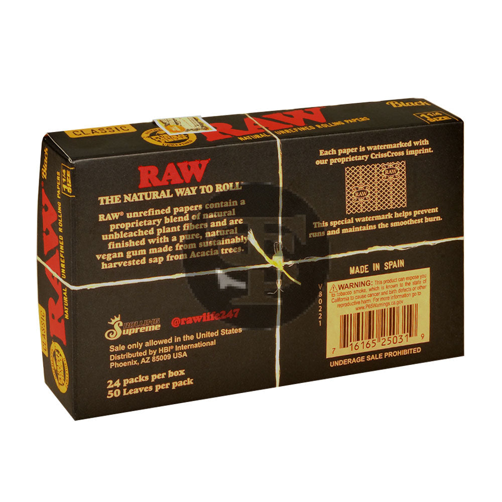 RAW Papers Black Classic 1 1/4 Pack of 24