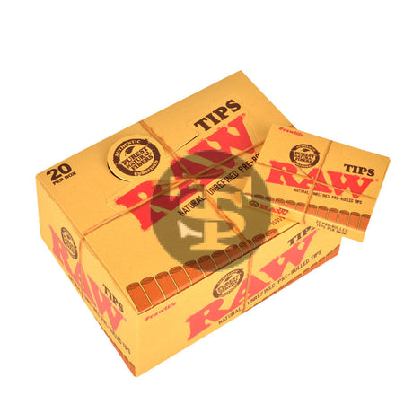 RAW Unrefined Pre Rolled Filter Tips Pack of 20 2