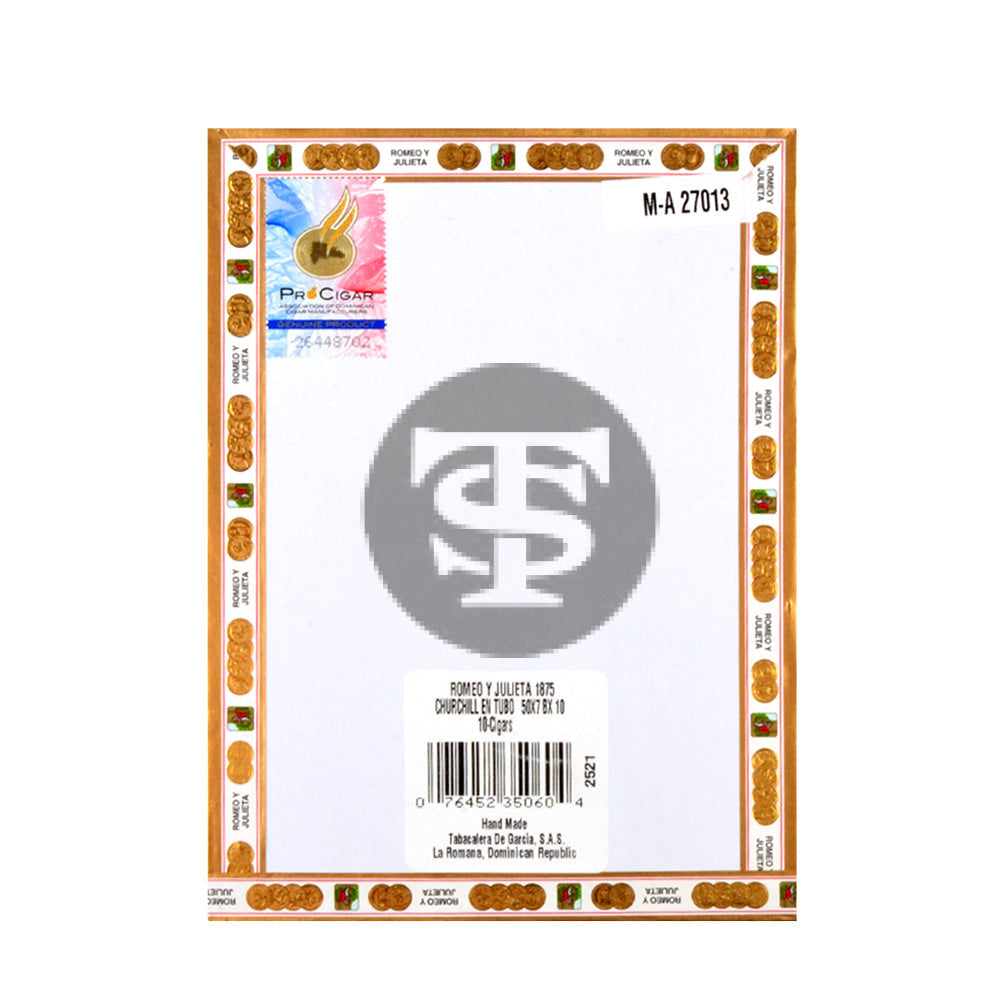 Romeo Y Julieta 1875 Churchill en Tubos Cigars Box of 10 3