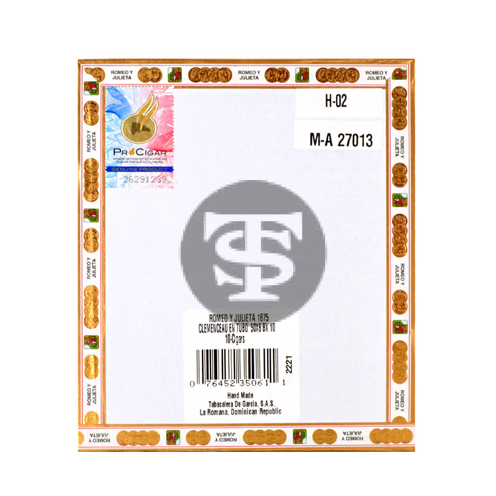 Romeo Y Julieta 1875 Clemenceau en Tubos Cigars Box of 10 3