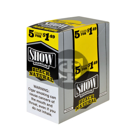 Show Cigarillos Black Natural 15 Pouches of 5 Pre-Priced $1.49