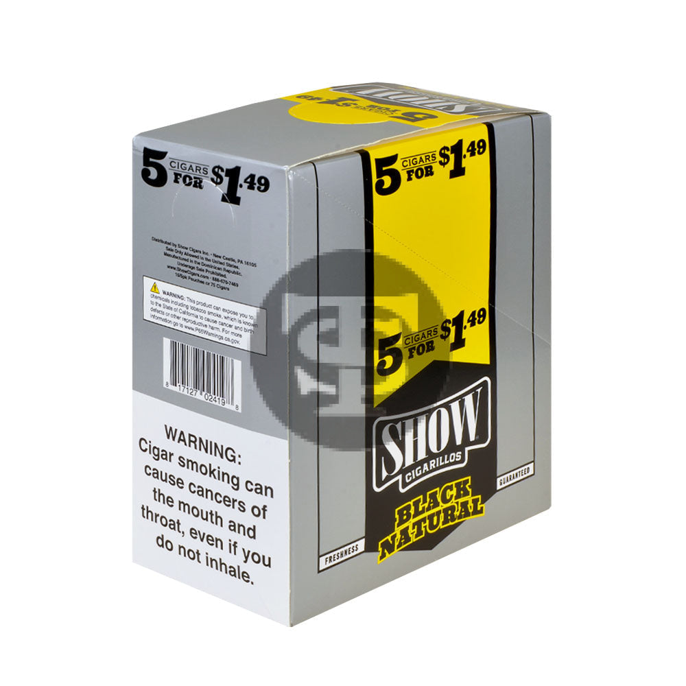 Show Cigarillos Black Natural 15 Pouches of 5 Pre-Priced $1.49