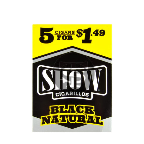Show Cigarillos Black Natural 15 Pouches of 5 Pre-Priced $1.49
