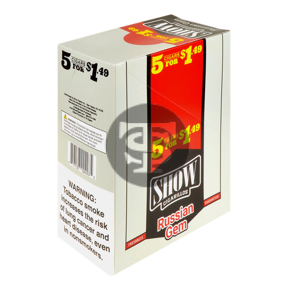 Show Cigarillos Russian Gem 15 Pouches of 5 Pre-Priced $1.49