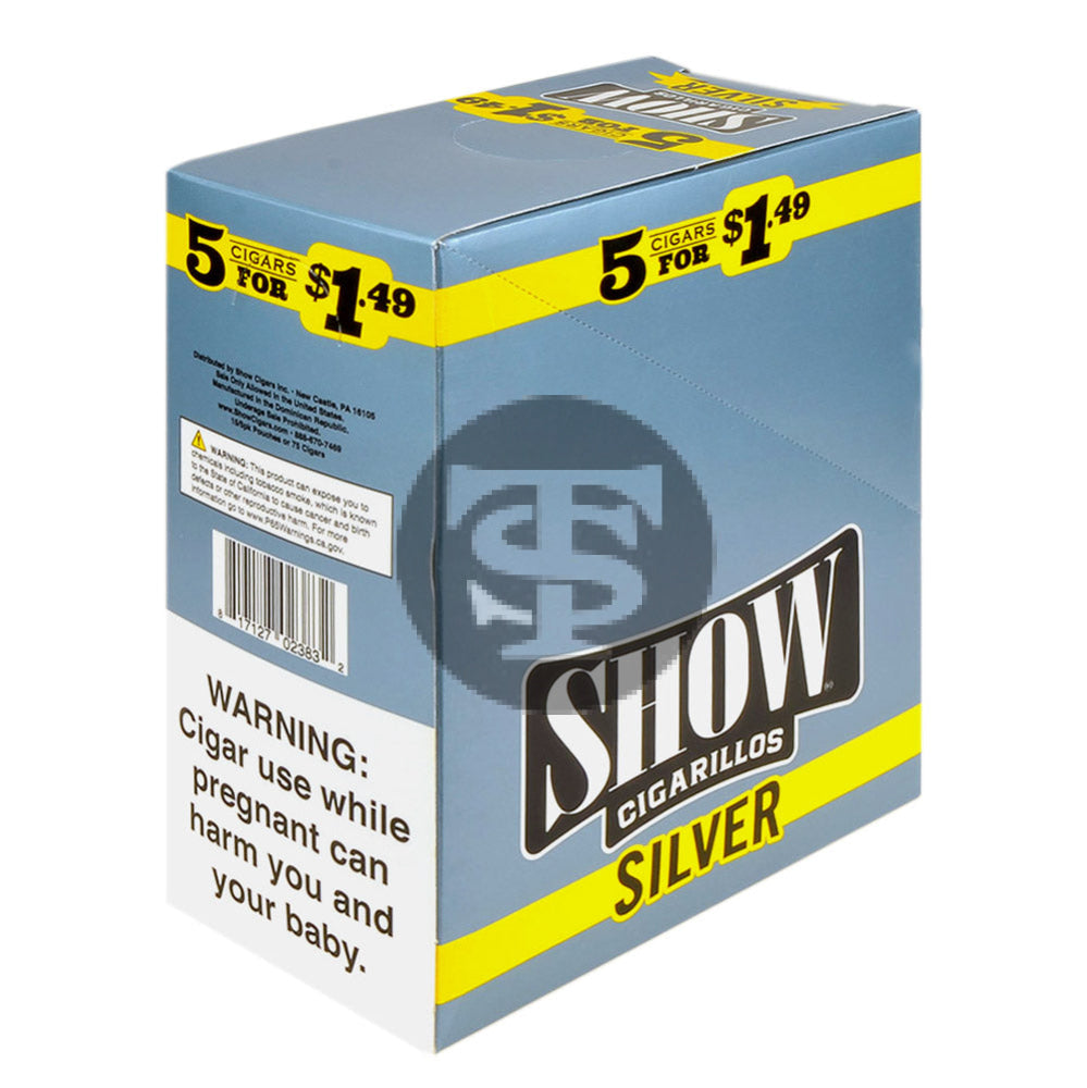Show Cigarillos Silver 15 Pouches of 5 Pre-Priced $1.49