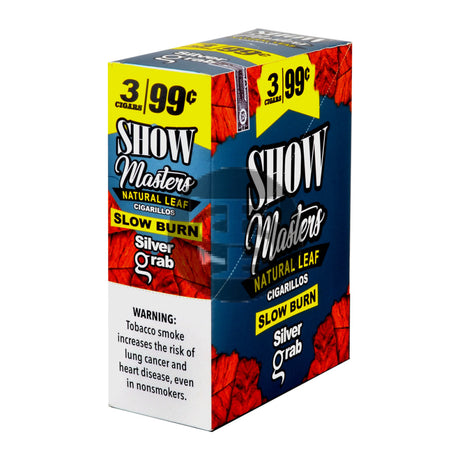 Show Master Natural Leaf Cigarillos 99 Cent Pre Priced 15 Packs of 3 Cigars Silver Grab 1