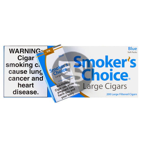Smoker's Choice Lights Blue Filtered Cigars 10 Packs of 20 2