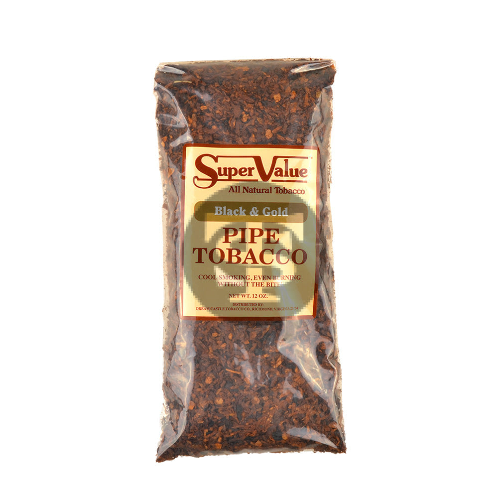 Super Value Pipe Tobacco Black & Gold 12 oz. Bag 1