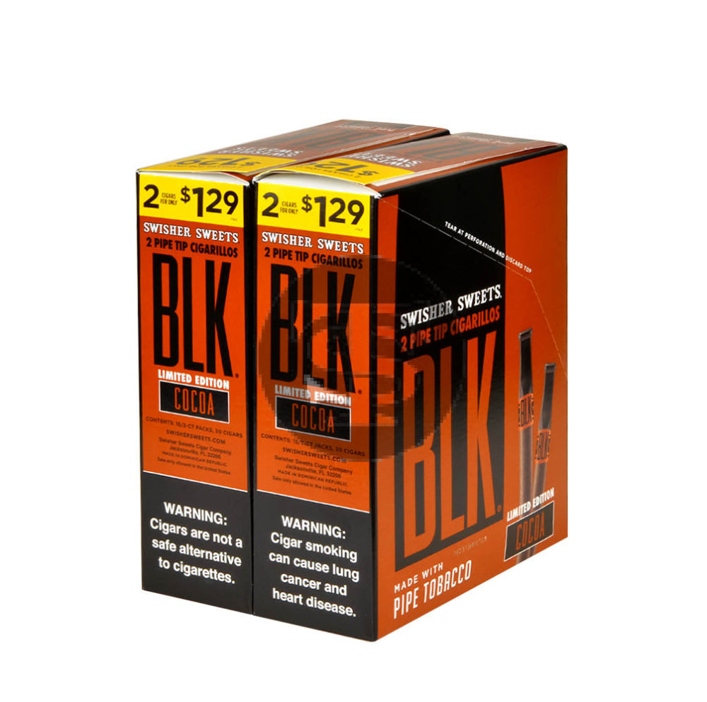 Swisher Sweets BLK Tip Cocoa Cigarillos | 2 for 1.29 | 30 pouches