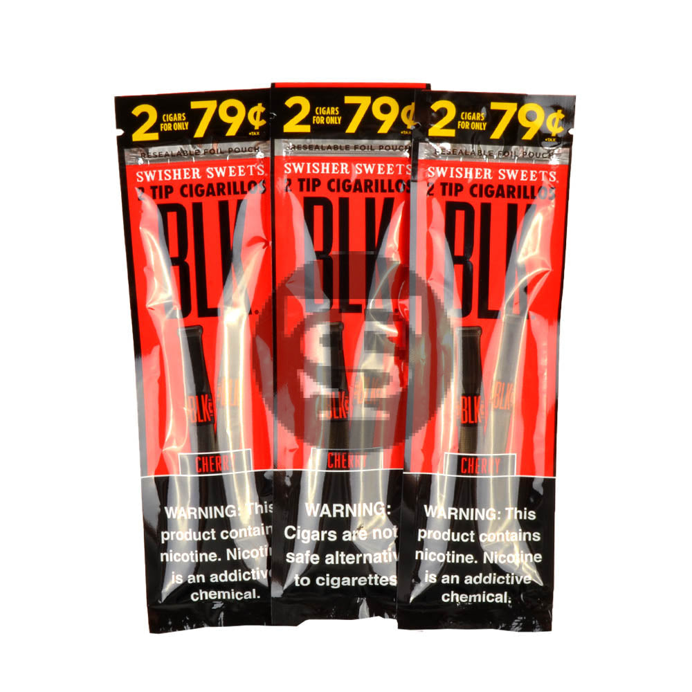 Swisher Sweets BLK Tip Cigarillos Pre Priced 2 For 79c 15 pouches of 2 Cherry 3