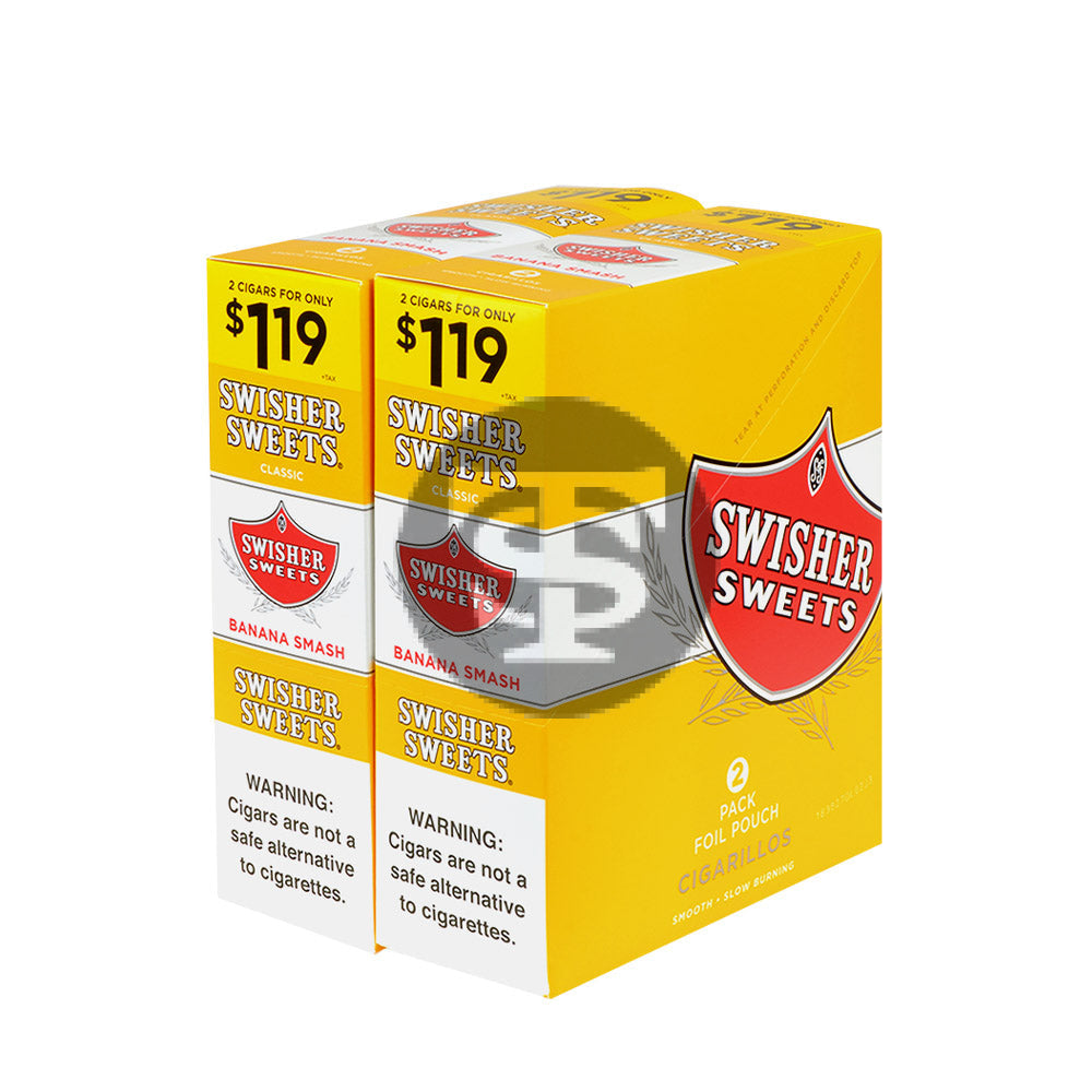 Swisher Sweets Cigarillos $1.19 Pre Priced 30 Packs of 2 Cigars Banana Smash