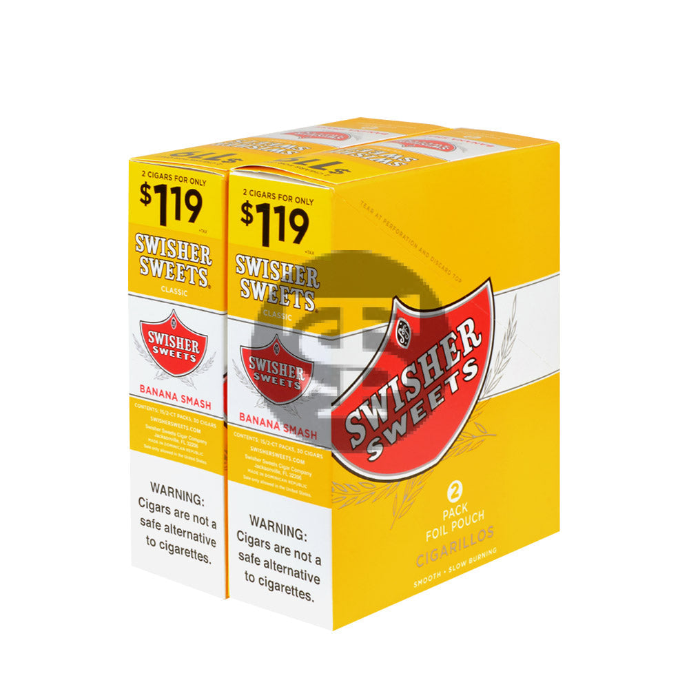Swisher Sweets Cigarillos $1.19 Pre Priced 30 Packs of 2 Cigars Banana Smash