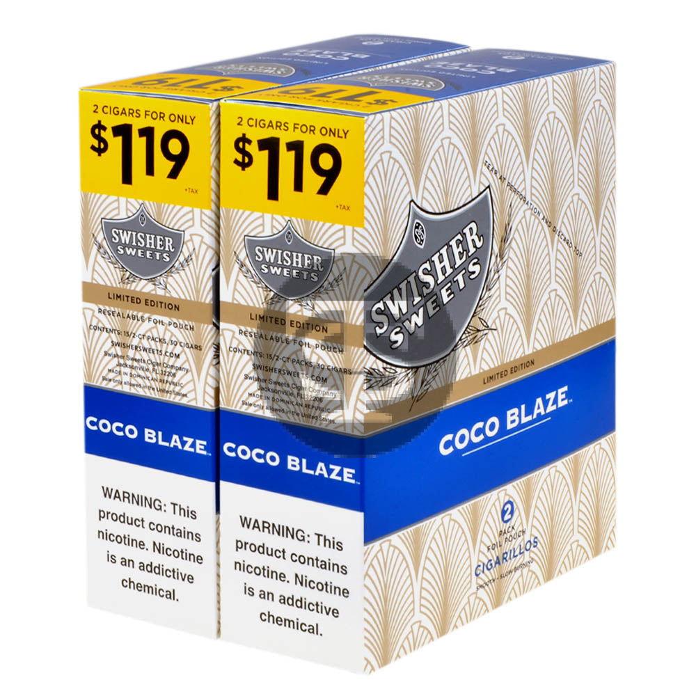Swisher Sweets Cigarillos $1.19 Pre Priced 30 Packs of 2 Cigars Coco Blaze