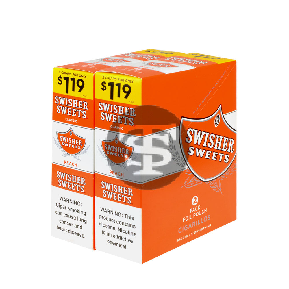 Swisher Sweets Cigarillos $1.19 Pre Priced 30 Packs of 2 Cigars Peach