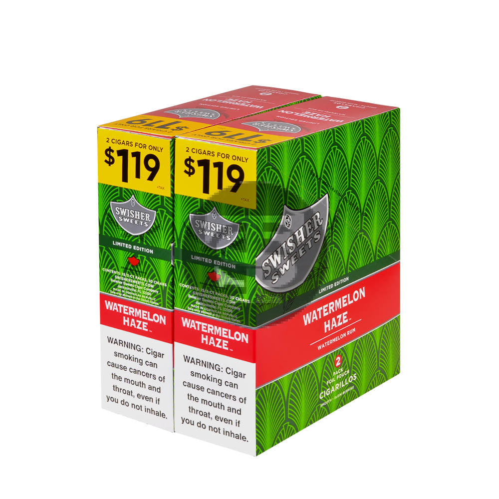 Swisher Sweets Cigarillos $1.19 Pre Priced 30 Packs of 2 Cigars Watermelon Haze
